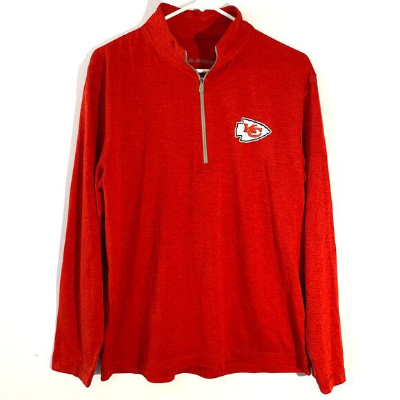 NFL Team Apparel Men's size Medium Kansas City Chiefs Red Quarter Zip Pullover - Picture 1 of 7